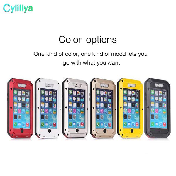 

Luxury Shockproof Waterproof Powerful protection Aluminum Gorilla Glass Metal Cover Cell Phone Cases For iPhone X 4 5 6 6s 7 8 plus