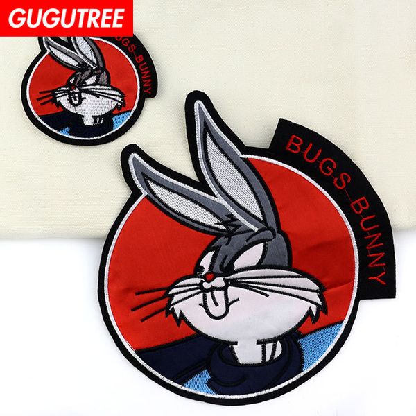

gugutree embroidery big rabbit patches rabbit patches badges applique patches for clothing bp-556, Black
