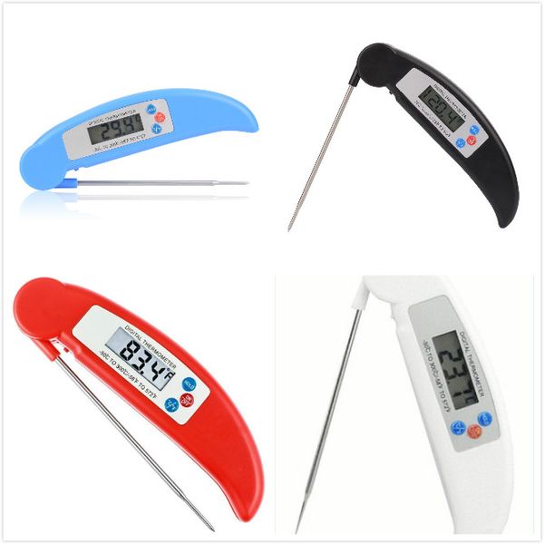

bbq folding probe barbecue grill thermometer kitchen food electronic probe thermometer red black blue white 1.5v