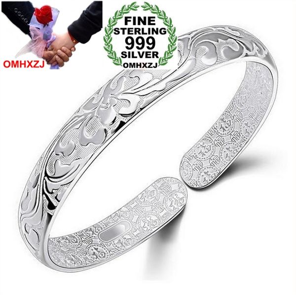 

omhxzj wholesale geometric fashion flowers woman kpop star fine 999 sterling silver opening adjustable bracelet bangles sz12, Golden;silver