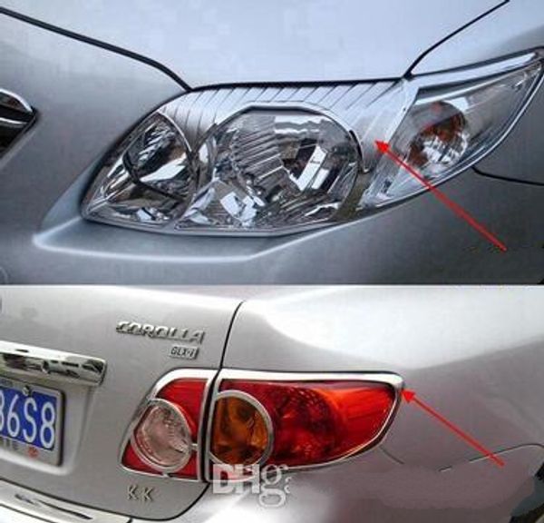 Alta qualidade ABS com moldura guarnição Chrom carro farol decoração cobertura, luz traseira guarnição tampa, tampa da lâmpada de nevoeiro da frente para a Toyota corolla 2007-2010