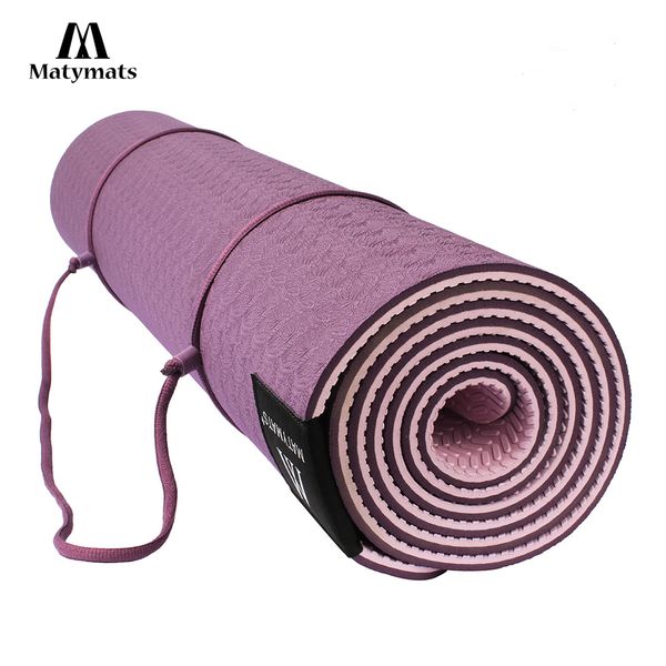 

matymats non slip tpe yoga mat for yoga pilates gymnastics bikram meditation towel-high density thick 1/4'' durable mat 72'&#