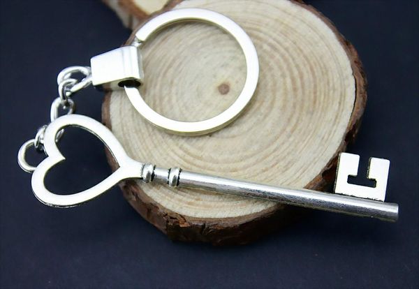 

6 pieces key chain women key rings car keychain for keys big heart key 82mm ysk-b12496, Slivery;golden