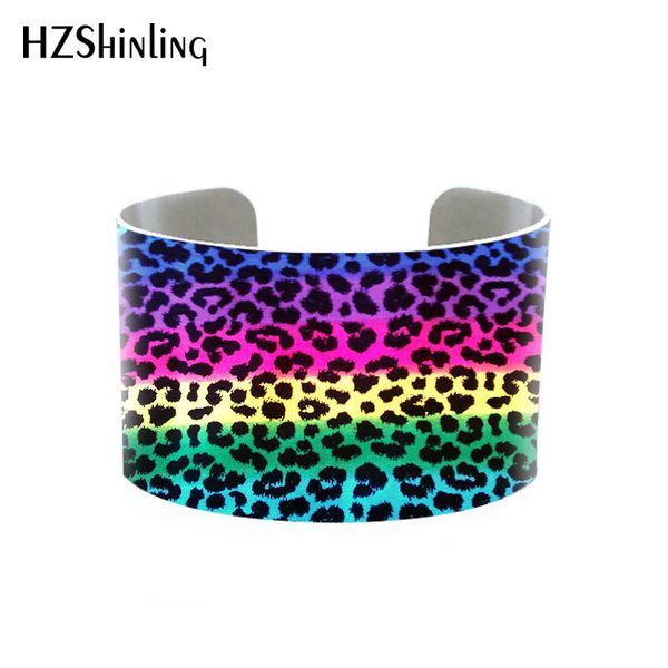 

rainbow cheetah leopard cuff neon animal prints art print wholesale cuff colored bracelet cowhide cheetah cuff single, Black