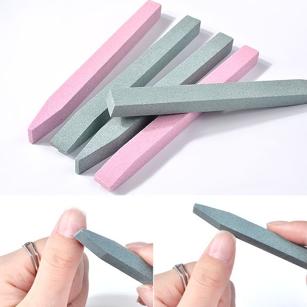 

1 pcs pink and green unique stone nail file for cuticle removal scrub stick grinding rod trimmer buffer manicure nail art tools