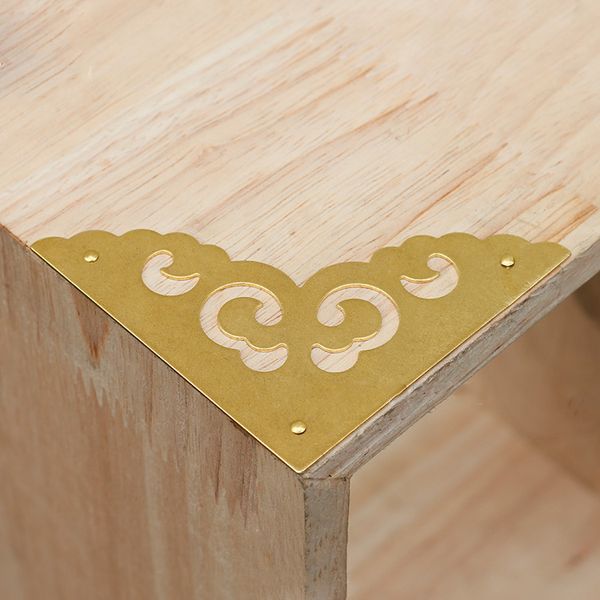 

10 шт. античная латунь угловой кронштейн мебель стол шкаф коробка ювелирных изделий деревянная коробка аппаратных средств углу полые кружева