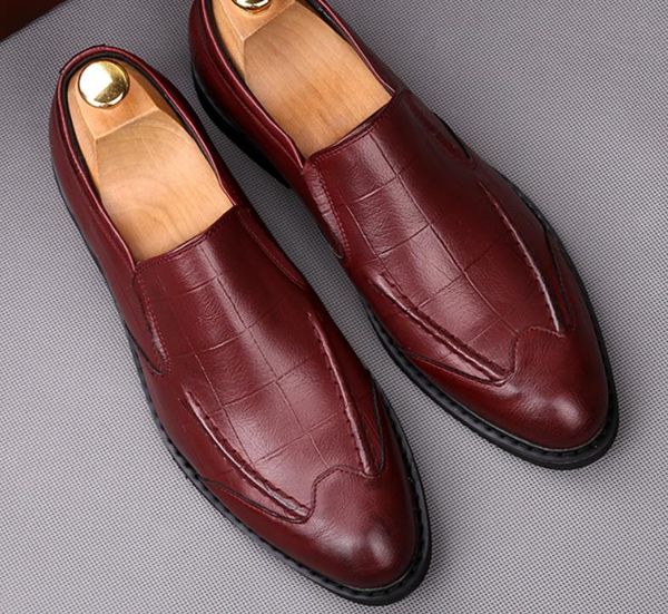 

send 2018 new style autumn korean pointed end male formal wear leather shoes wedding shoes, Black