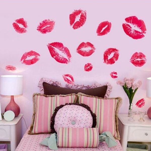 

kisses wall sticker red lips wall stickers art wallsticker bedroom decoration