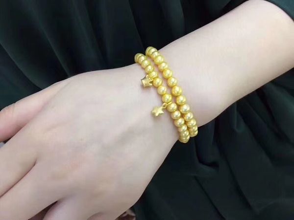 

3d hard gold with gold super japanese akoya sea pearl bracelet glare, 6~7mm pb02#, Golden;silver
