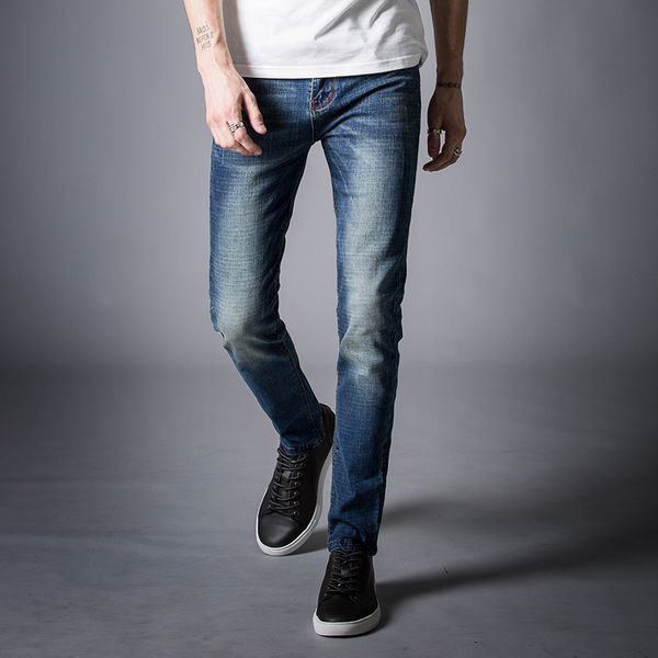 

2018 new men's fashion jeans business casual stretch slim jeans classic denim pants trousers, Blue