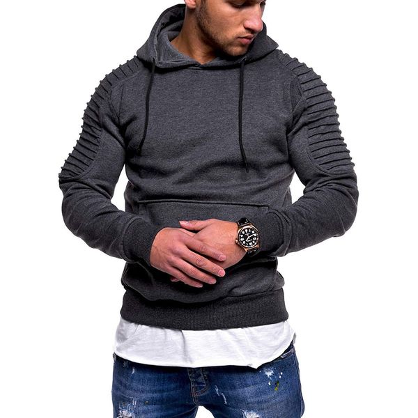 

Men Casual Fashion Men Sweatshirt Men'S Pullover Coats Striped Pleated Raglan Sleeve Hoodie With Pockets Plug Size 3XL