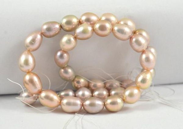 

large pearl jewellery,charming luster rice lavender freshwater pearl loose beads one full strand 10-11mm, White