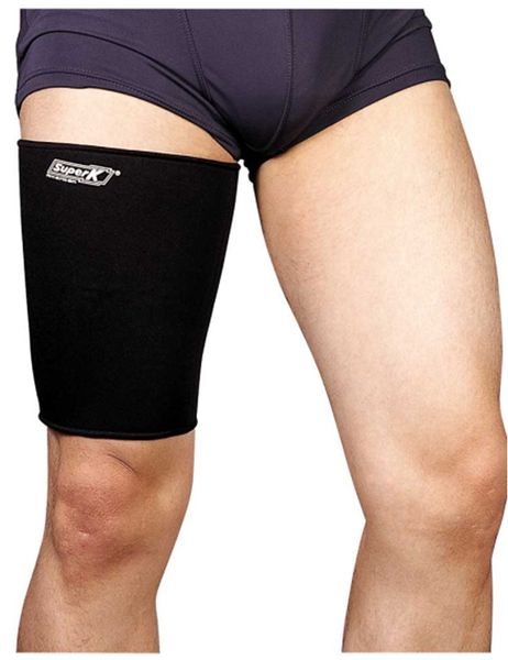 

sports sports elastic stretchy thigh brace support wrap band for playing basketballs soccer football, Black