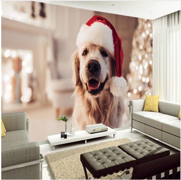 3D Vivid Cute Dog Canvas Wallpaper PVC poster murales Camera dei bambini decorativi Art Poster Adesivi Decorazione della casa