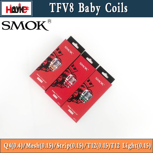 

100%Original Smok TFV8 BABY BEAST NEW COILS V8 Baby Q4 T12 Mesh strip Coil T12 Light Coil Head For TFV12 Baby Prince Tank