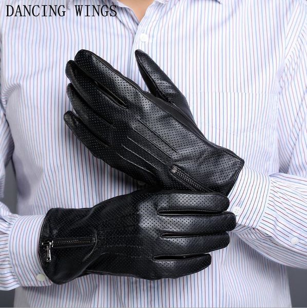 

new winter warm men' sheepskin leather gloves fashion metal zipper black genuine leather driving gloves male, Blue;gray