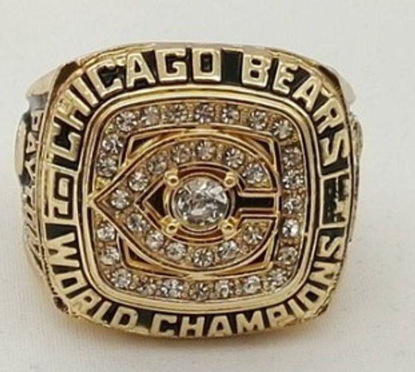 

1985 bear championship ring men fashion husband for father's day boyftiend gift souvenir, Slivery;golden