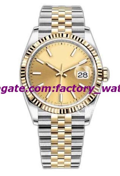

selling luxury watches new authentic mens 126233 two-tone champagne dial fluted bezel 36mm watch automatic fashion brand men's watch, Slivery;brown