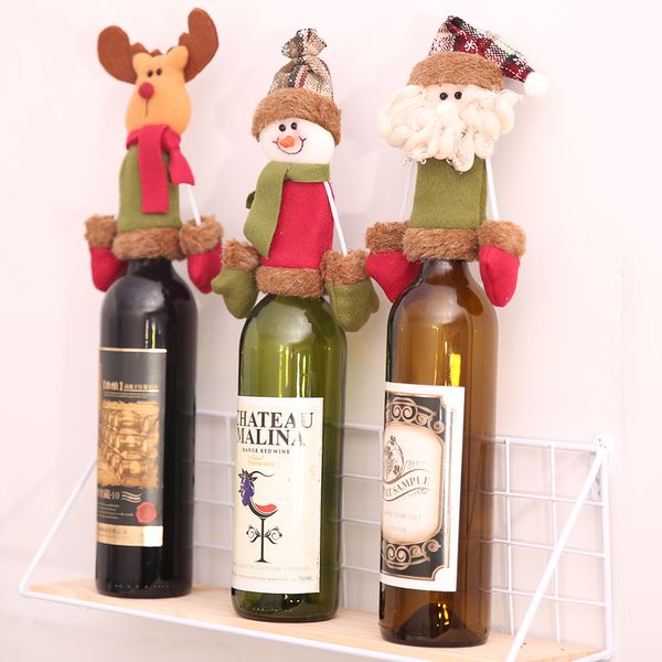 

christmas santa claus snowman wine bottle cap hanging ornaments christmas dinner party table decoration supplies sd474