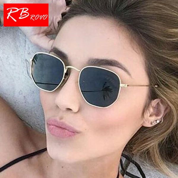 

rbrovo 2018 summer polygonal women sunglasses men glasses lady luxury metal sun glasses vintage mirror uv400, White;black