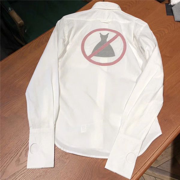 

весной и летом высокого качества tb 100% хлопок поплин белые рубашки назад, не кот шаблон аппликация для девочек женщин, White