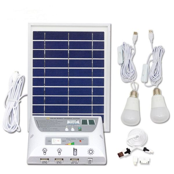 2019 Solar Panel Lighting Kit Solar Home Dc System Kit Usb Solar Charger With 2 Led Light Bulbs Emergency Light Usb Port With Cell Phone Chargers From