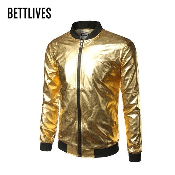 

nightclub style mens metallic gold shiny bomber jacket mens coat homme casual lightweight baseball varisty jacket fashion vb1186, Black;brown
