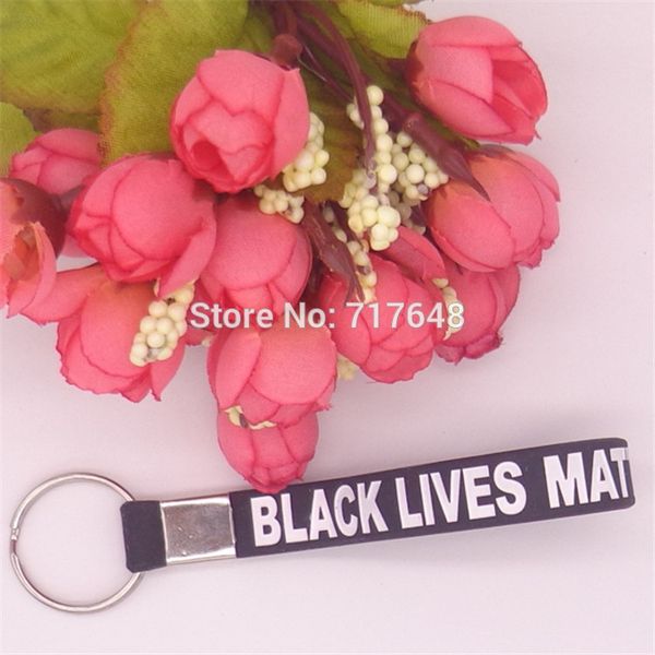 

1pc black lives matter keychain wristband silicone bracelets, White
