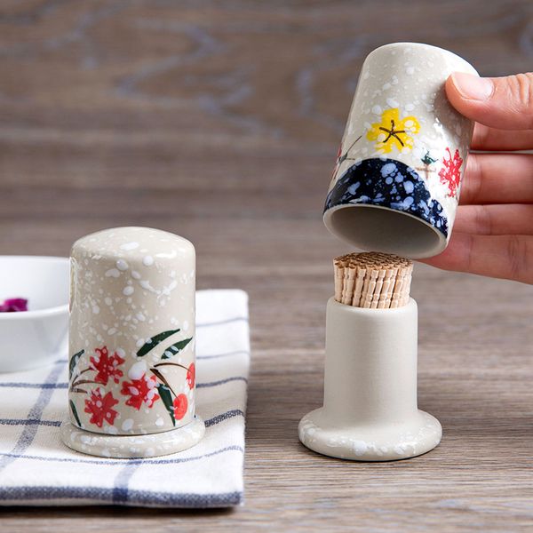 

liyimeng creative japanese ceramic toothpicks holder cotton swab box cotton holder case table decorate storage box organizer