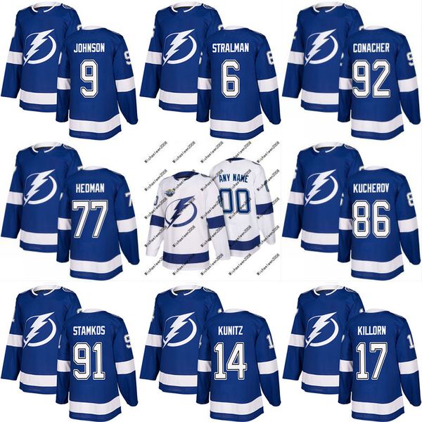 

77 Victor Hedman Jersey New Season Tampa Bay Lightning Jerseys 91 Steven Stamkos 9 Tyler Johnson 30 Ben Bishop Custom Hockey Jerseys