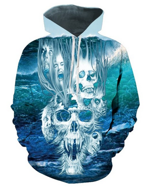 

новые моды для мужчин / женщин череп смешные 3d печатных crewneck толстовка толстовки мода повседневная толстовки h65, Black