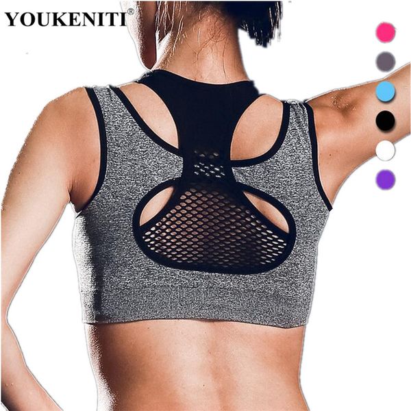 

youkeniti 2018 new sports bras yoga vest women shockproof running bras breathable anti-sweat fitness female sports, White;black