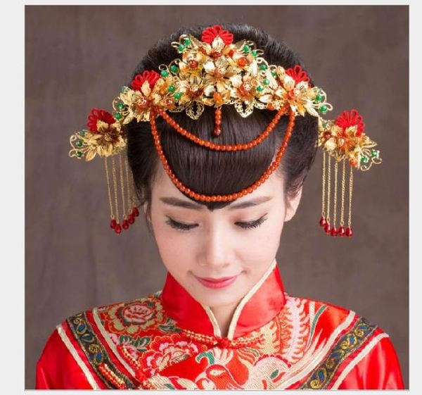 

chinese style hanfu accessories, bridal costume headwear classic hairdressing, Slivery;golden