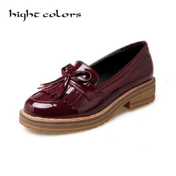 

ladies casual flats loafers shoes fashion patent leather round toe women's flats size 34-43 new england women oxfords, Black