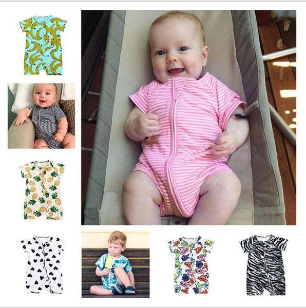 

mix 31 colors infant baby cotton floral dot animal printed romper jumpsuits kids newborn multiple patterns summer onesies toddler bodysuit, Blue