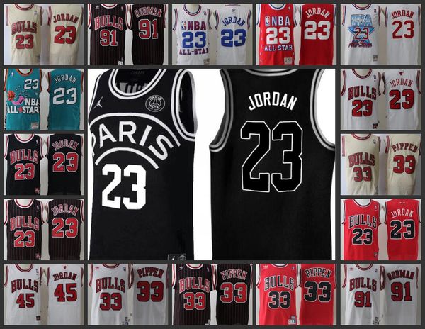 

Chicago men bull 23 45 michael jer ey 33 pippen 91 rodman zach pari joint name titched jer ey