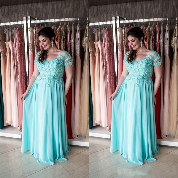 

Elegant Plus Size Mother Of The Bride Dresses 2018 Short Sleeves Custom Size Formal Weddings Guest Dresses Evening Wear