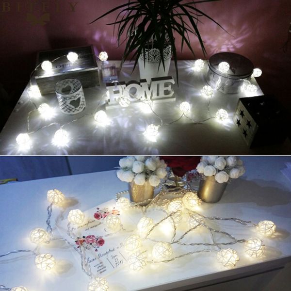 

экология 20 led 250см теплого белого ротанг шарик шнур сид fairy освещения для рождества свадьба декора батареи