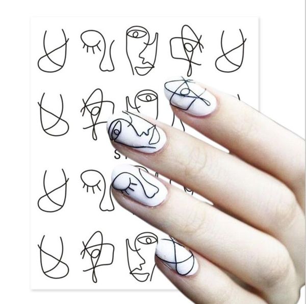 

nail watermark sticker / abstract art nail water sticker black simple diy manicure manicure tool