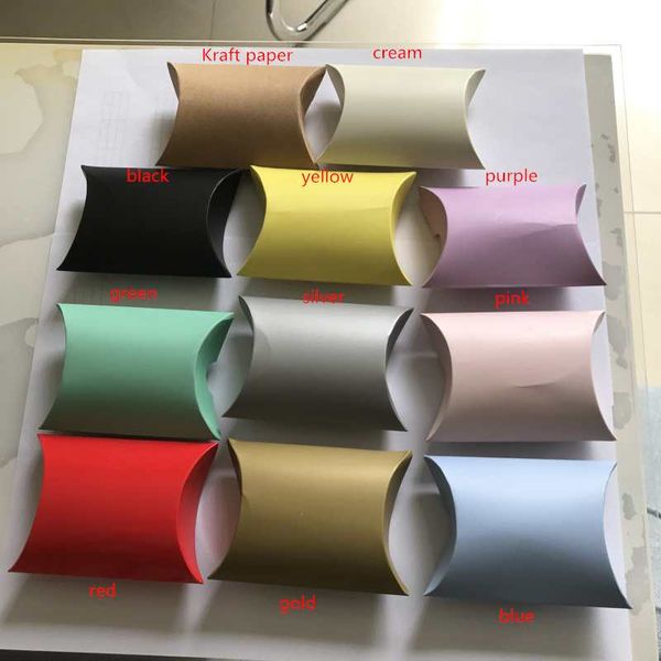 

pillow shape box candy box gift box for wedding party favor decor paperboard / pvc /brown kraft wholesales