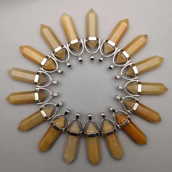 

fashion natural stone yellow onyx crystal pillar pendants & necklaces for making jewelry charm point diy trendy pendant 24pc/lot, Black