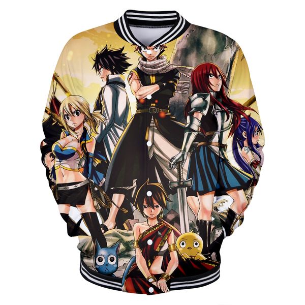 

2018 new fairy tail 3d baseball jacket men sweatshirt autumn/winter fashion cartoon funny popular plus size xxs-4xl, Black;brown