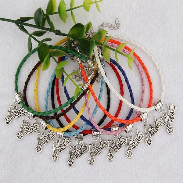 

горячая 50 шт. / мешок древний серебряный мотоцикл подвески подвески 20 + 5 см смешанный цвет плетеный канат браслеты мода женщины ювелирные, Golden;silver