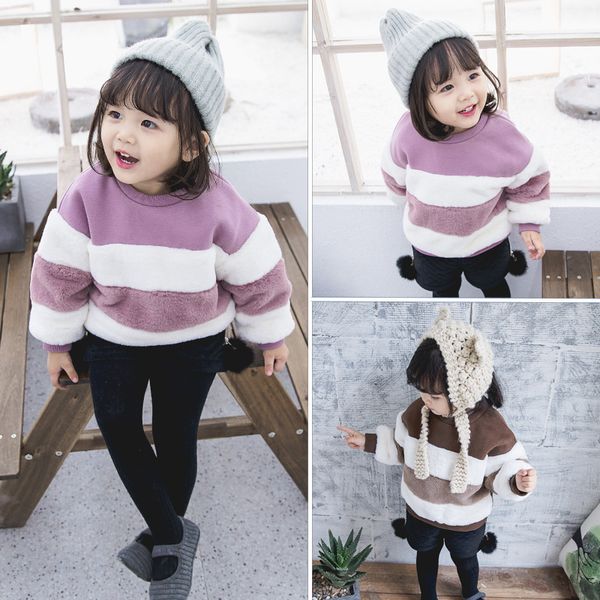 

2018 autumn winter baby girls sweater knitted pullover cardigan for baby girls children clothes striped kids infant top, Blue