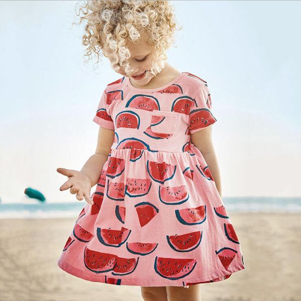 Acheter Détail Printemps été Filles Robe Coton Robes De Soirée Filles Robe De Melon Deau Imprimer Rose Princesse Robes Costume Pour Enfants Vêtements