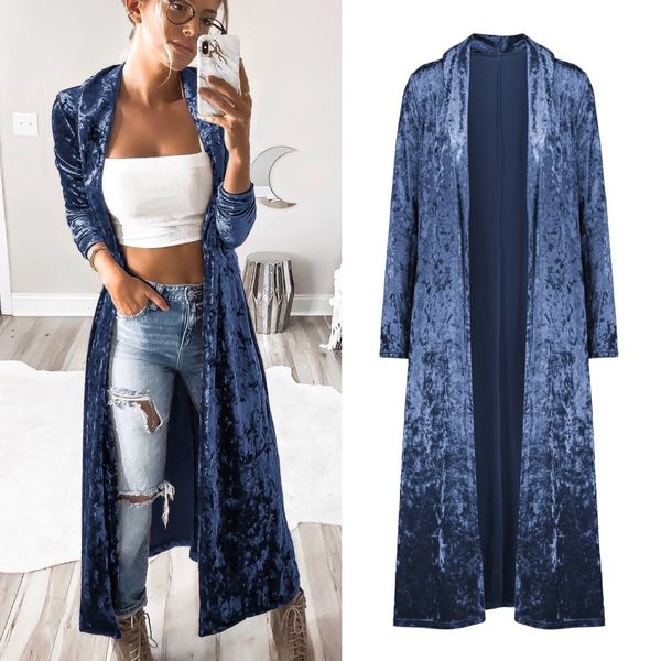 

vintage autumn spring women velvet casual loose cardigan trench long sleeve v-neck blusas femme retro windbreaker outwear coat, Tan;black