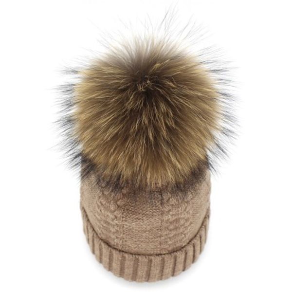 

2018 brand women winter warm hats knitted natural fur pom poms hat skullies beanies ski caps fur pompom hats bonnet crochet red, Blue;gray