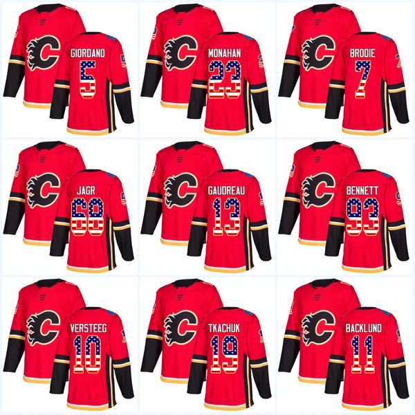 

Womens USA Flag Stitched Calgary Flames 5 Mark Giordano 13 Johnny Gaudreau 23 Sean Monahan Jaromir Jagr Sam Bennett TJ Brodie Hockey jersey