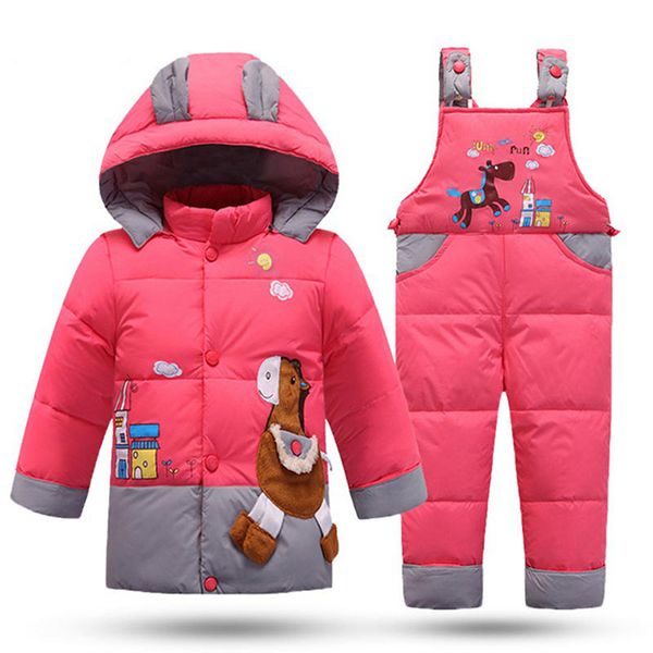 

winter children's snowsuit boy clothing set kids down jacket overalls for girl baby warm park hooded coat+pant infant overcoat, Blue;gray