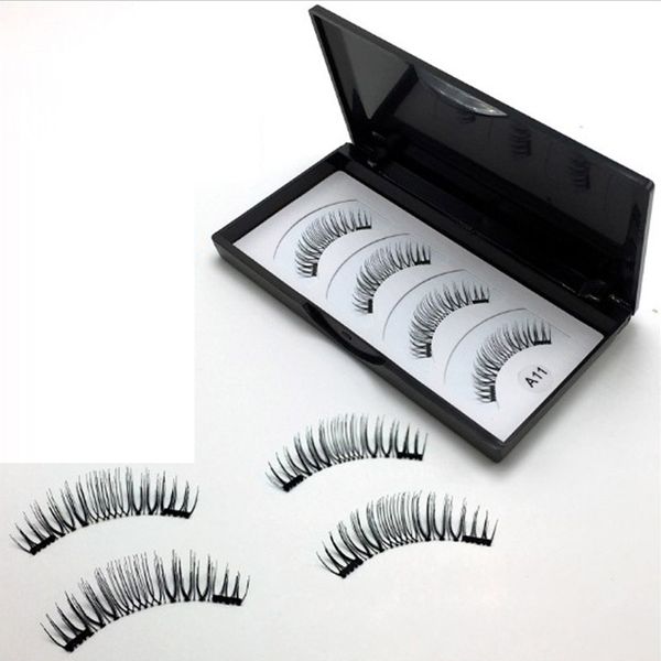 

double magnet 11 styles new magnetic eyelash wholesale 100% handmade crossing lashes individual strip thick lash clear band